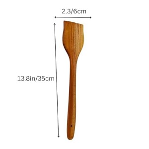 Wood Chapati Turner Spatula | Handmade Wooden Cooking Spoon for Roti, Dosa & Non-Stick Cookware | Natural Kitchen Utensil with Long Handle