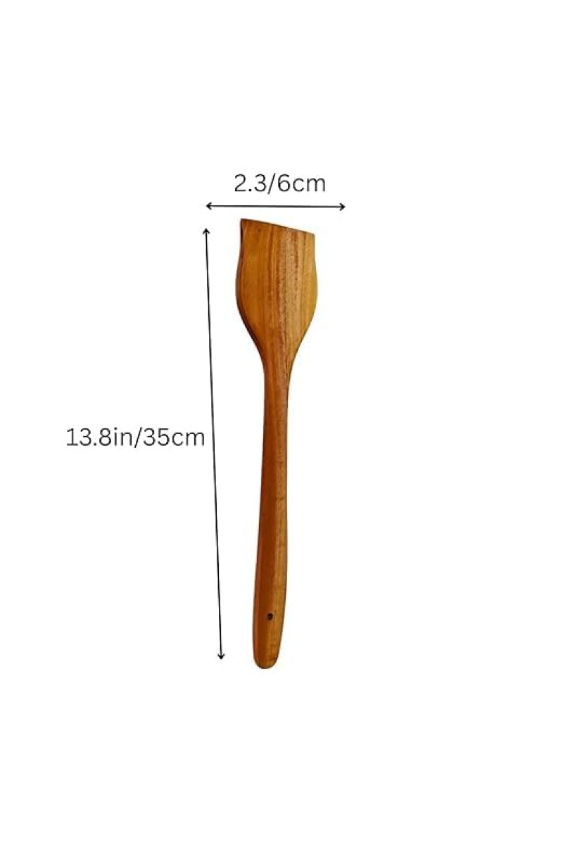 Wood Chapati Turner Spatula | Handmade Wooden Cooking Spoon for Roti, Dosa & Non-Stick Cookware | Natural Kitchen Utensil with Long Handle