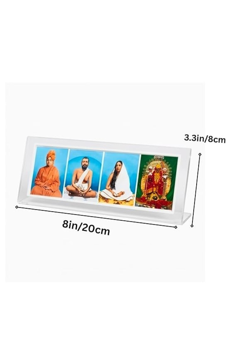Acrylic Table Photo Stand for Desk,Sri Ramkrishna. Devi sarada ma. Swami vivekananda, Maa kaali Spiritual Photo Frame Stand, Multi Image Display Holder, Transparent Desk Decor for Home, Office & Pooja Room.