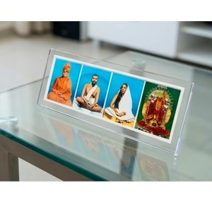 Acrylic Table Photo Stand for Desk,Sri Ramkrishna. Devi sarada ma. Swami vivekananda, Maa kaali Spiritual Photo Frame Stand, Multi Image Display Holder, Transparent Desk Decor for Home, Office & Pooja Room.
