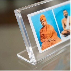 Acrylic Table Photo Stand for Desk,Sri Ramkrishna. Devi sarada ma. Swami vivekananda, Maa kaali Spiritual Photo Frame Stand, Multi Image Display Holder, Transparent Desk Decor for Home, Office & Pooja Room.