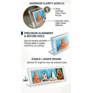 Acrylic Table Photo Stand for Desk,Sri Ramkrishna. Devi sarada ma. Swami vivekananda, Maa kaali Spiritual Photo Frame Stand, Multi Image Display Holder, Transparent Desk Decor for Home, Office & Pooja Room.