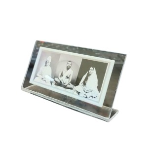 Acrylic Table Photo Black and white Stand with Sri Ramakrishna, Sarada Ma & Swami Vivekananda â€“ Crystal Clear Religious Decorative Frame for Home Temple, Office Desk & Study Table (Black n white)