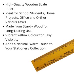 12 inch/30 cm Wooden Ruler Scale for School, Student, Home, Office, Stationery Ruler - set of 2 Measuring scales