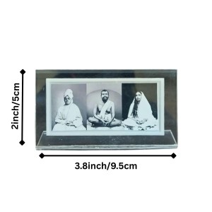 Acrylic Table Photo Black and white Stand with Sri Ramakrishna, Sarada Ma & Swami Vivekananda â€“ Crystal Clear Religious Decorative Frame for Home Temple, Office Desk & Study Table (Black n white)