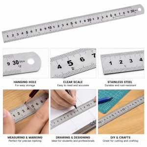 Stainless Steel Scale Ruler | Dual-Sided Inch & Centimeter Measuring Scale | Rust Resistant Metal Ruler for School, Office, Drawing, Drafting, Engineering & DIY Crafts