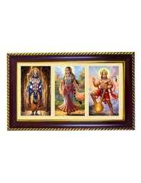 Ram-Sita-Hanuman Photo Frame 14x10 Inch | Glossy Maroon Polystyrene Frame | Divine Wall & Table Decor | Temple Decoration & Gift Item (Pack Of 1) (F20904)