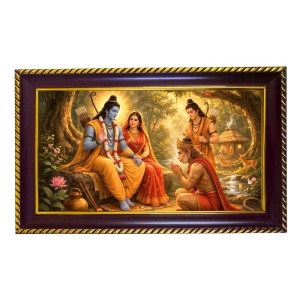 Lord Ram Laxman Hanuman Photo Frame 14x10 Inch | Glossy Maroon Polystyrene Frame | Divine Wall & Table Decor | Temple Decoration & Gift Item (Pack Of 1) (F20228)